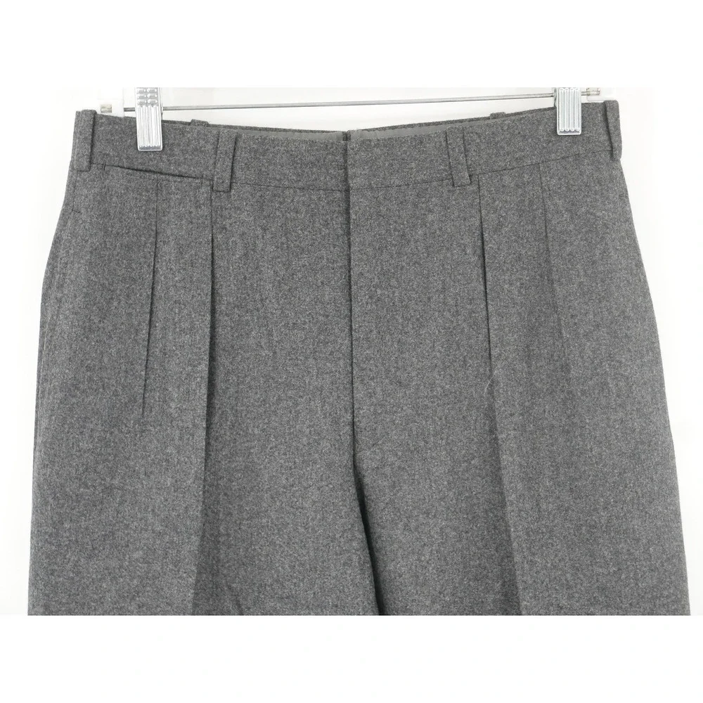 Giacomo Trabalza Dress Pants Gray Flannel Wool Pleated Cuffed Men's 30x30